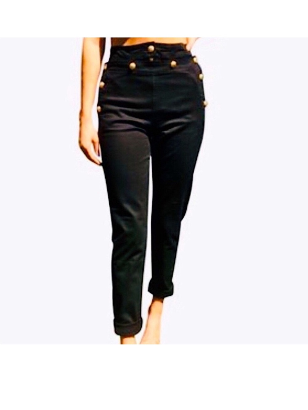 Torn by Ronny Kobo Sailor High Waisted Pants Black Skinny Jeans
Size 29